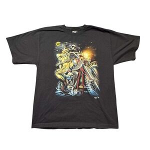 Rock Chang T-Shirt Men XXL Black Skull Skeleton Bike Motorcycle Tattoo Edgy Sexy